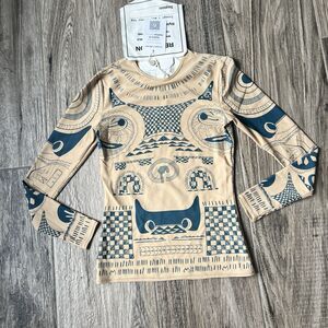 Maison Martin Margiela Paris x H&M Tattoo Print Long Sleeve Top Sz 6 NWT #105